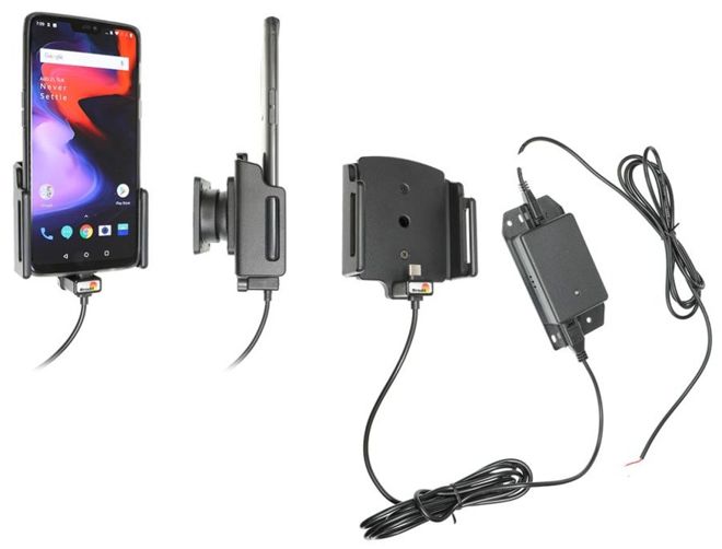 Uchwyt aktywny do instalacji na stałe do OnePlus 6 regulowany do smartfonów bez futerału oraz w futerale lub etui o wymiarach: 70-83 mm (szer.), 2-10 mm (grubość)