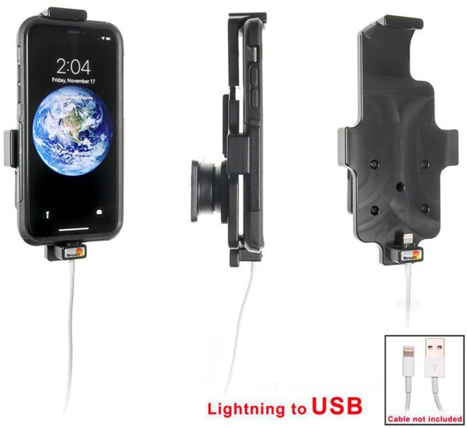 Uchwyt do Apple iPhone X w futerale z możliwością wpięcia kabla lightning USB