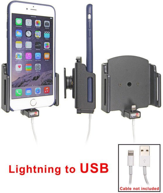 Uchwyt regulowany do Apple iPhone 6s Plus w futerale lub obudowie o wymiarach: 75-89 mm (szer.), 2-10 mm (grubość) z możliwością wpięcia kabla lightning USB