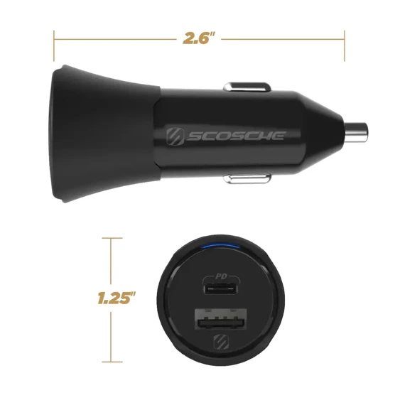 Scosche PowerVolt™ PD32 USB-C mocna ładowarka samochodowa USB-A/USC-C do telefonu / tabletu / laptopa