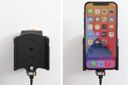 Uchwyt do Apple iPhone 12 Pro z wbudowanym kablem USB oraz ładowarką samochodową