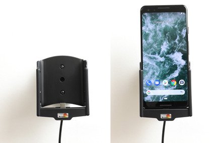 Uchwyt do Google Pixel 3 z wbudowanym kablem USB oraz ładowarką samochodową.