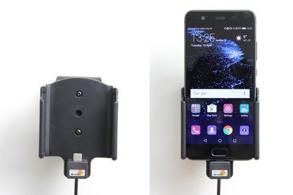 Uchwyt do Huawei P10 z wbudowanym kablem USB oraz ładowarką samochodową