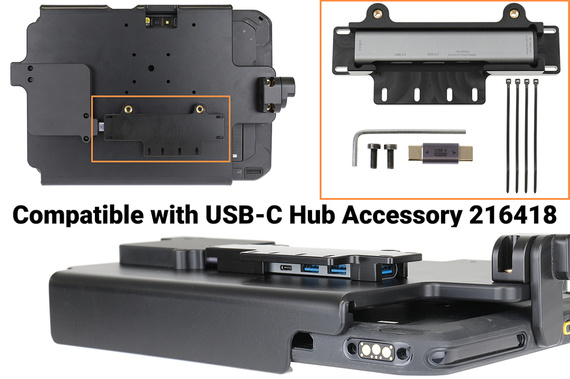 Uchwyt do Zebra ET6X USB-C 3.1 z otworami AMPS VESA 75 oraz blokadą kluczykową do urządzenia z oryginalnym futerałem Rugged Boot.