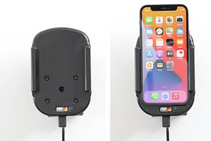 Uchwyt indukcyjny dedykowany do Apple iPhone 12 mini z wbudowanym kablem USB oraz ładowarką samochodową