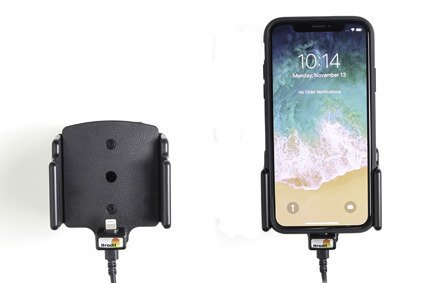 Uchwyt regulowany do Apple iPhone 11 Pro Max w futerale lub obudowie o wymiarach: 70-83 mm (szer.), 2-10 mm (grubość) z wbudowanym kablem USB oraz ładowarką samochodową