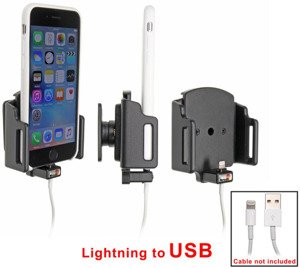 Uchwyt regulowany do Apple iPhone 7 w futerale lub obudowie o wymiarach: 62-77 mm (szer.), 2-10 mm (grubość) z możliwością wpięcia kabla lightning USB