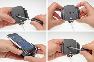 Uchwyt regulowany do Apple iPhone 7 w futerale lub obudowie o wymiarach: 62-77 mm (szer.), 2-10 mm (grubość) z możliwością wpięcia kabla lightning USB