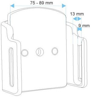 Uchwyt regulowany do Apple iPhone 7 w futerale lub obudowie o wymiarach: 75-89 mm (szer.), 9-13 mm (grubość).