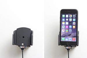 Uchwyt regulowany do Apple iPhone 8 w futerale lub obudowie z wbudowanym kablem USB oraz ładowarką samochodową