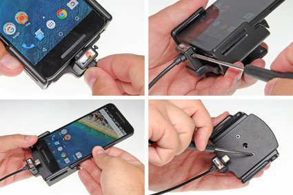 Uchwyt regulowany do Sony Xperia XZ 3, bez futerału oraz w futerale lub etui o wymiarach: 62-77 mm (szer.), 6-10 mm (grubość) z wbudowanym kablem USB-C oraz ładowarką samochodową