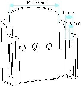 Uchwyt uniwersalny regulowany do Apple iPhone 12 Mini bez futerału oraz w futerale lub etui o wymiarach: 62-77 mm (szer.), 6-10 mm (grubość).