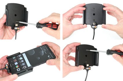 Uchwyt uniwersalny regulowany do Sony Xperia XZ3 bez futerału oraz w futerale lub etui o wymiarach: 70-83 mm (szer.), 2-10 mm (grubość) z wbudowanym kablem USB-C oraz ładowarką samochodową